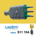 Spina elettrica volante colore nero 10A a 2 Poli più terra