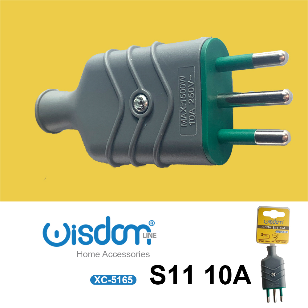 xc-5165 Spina elettrica volante colore nero 10A a 2 Poli più terra - immagine 1