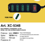 Multipresa elettrica colore nero da 4 posizioni con prese bipasso cavo lunghezza 1,5 metri