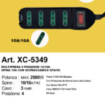 Multipresa elettrica colore nero da 4 posizioni con prese bipasso cavo lunghezza 3 metri