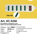 Ciabatta Multipresa elettrica da 3 metri a 5 posizioni potenza massima 2500W con spina da 10/16A