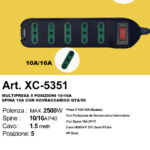 Multipresa elettrica colore nero da 5 posizioni con prese bipasso cavo lunghezza 1,5 metri