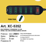 Multipresa elettrica colore nero da 5 posizioni con prese bipasso cavo lunghezza 3 metri