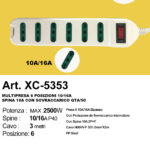 Ciabatta Multipresa elettrica da 3 metri a 6 posizioni potenza massima 2500W con spina da 10/16A