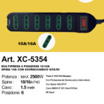 Multipresa elettrica colore nero da 6 posizioni con prese bipasso cavo lunghezza 1,5 metri