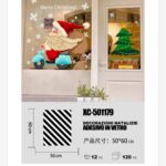 Adesivi natalizi con babbo natale e scritta merry christmas in pvc per finestre e decorazioni dimensioni 60x50cm