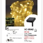 Catena luminosa pannello solare con 300 micro LED luce calda con 8 giochi luce adatta per uso esterno lunghezza cavo 30 metri e funzione timer on/off
