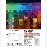 Tenda luminosa da 6,3 metri con 160 LED luce multicolor 8 giochi luce alimentazione a batterie (3XAA non incluse) funzione timer on/off
