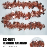 Ghirlanda pendente Natalizia in Paillettes color oro rosa con stelle metalliche lunghezza 2 metri ideale per addobbi
