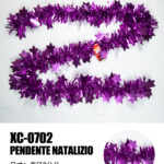 Ghirlanda pendente Natalizia in Paillettes color viola con stelle metalliche lunghezza 2 metri ideale per addobbi