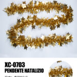 Ghirlanda pendente Natalizia in Paillettes color dorata con stelle metalliche lunghezza 2 metri ideale per addobbi
