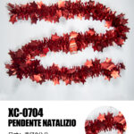 Ghirlanda pendente Natalizia in Paillettes color rosso fuoco con stelle metalliche lunghezza 2 metri ideale per addobbi
