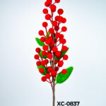 Ramo decorativo natalizio con bacche rosse altezza 50cm