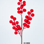 Ramo decorativo natalizio con bacche rosse altezza 38cm