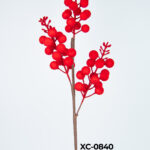 Ramo decorativo natalizio con bacche rosse altezza 40cm