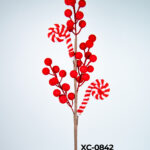 Ramo decorativo natalizio con bacche rosse altezza 53cm