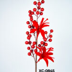 Ramo decorativo natalizio con bacche rosse altezza 50cm