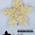 Decorazione natalizia a forma di fiore dorato con glitter altezza 28cm