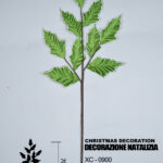 Decorazione natalizia a forma foglie verdi altezza 70cm