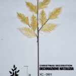 Decorazione natalizia a forma foglie dorate altezza 70cm