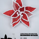 Decorazione natalizia a forma di fiore rossa e bianca altezza 30cm