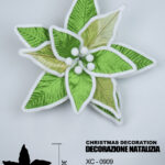 Decorazione natalizia a forma di fiore verde e bianca altezza 30cm