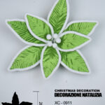 Decorazione natalizia a forma di fiore verde e bianca altezza 28cm