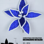 Decorazione natalizia a forma di fiore blu e bianca altezza 28cm