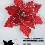Decorazione natalizia a forma di fiore rosso e bianco altezza 30cm