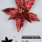 Decorazione natalizia a forma di fiore rosso con glitter altezza 30cm