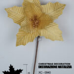 Decorazione natalizia a forma di fiore dorato altezza 19cm