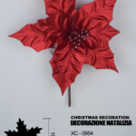 Decorazione natalizia a forma di fiore rosso altezza 19cm