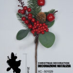 Ramo decorativo natalizio con bacche rosse mele e pigna dimensioni 18x20cm