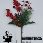 Ramo decorativo natalizio con bacche rosse dimensioni 18x36cm
