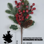 Ramo decorativo natalizio con bacche rosse dimensioni 18x36cm