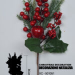 Ramo decorativo natalizio con bacche rosse e mela dimensioni 18x36cm