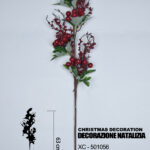 Ramo decorativo natalizio con bacche rosse dimensioni 20x63cm