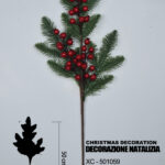 Ramo decorativo natalizio con bacche rosse dimensioni 25x50cm
