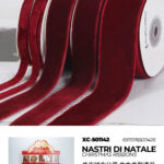 Set 12 nastri natalizi in velluto rosso bordeaux da 10mm