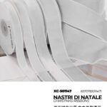 Set 12 nastri natalizi in velluto bianco da 15mm