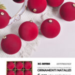 Palline di Natale in velluto rosso da 6 cm set da 9pz con finitura morbida e vellutata ideale per decorazioni