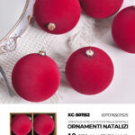Palline di Natale in velluto rosso da 10cm set da 4pz con finitura morbida e vellutata ideale per decorazioni