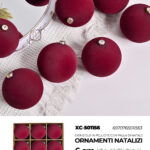 Palline di Natale in velluto rosso da 6cm set da 9pz con finitura morbida e vellutata ideale per decorazioni