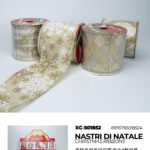 Set 12 nastri natalizi in velluto beige chiaro per decorazioni confezioni regalo lunghezza nastro 275cm