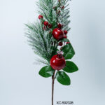 Ramo decorativo natalizio con bacche rosse e pigna dimensioni 47cm