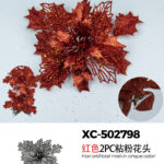 Decorazione natalizia a forma di ghirlanda color rosso glitterato con pois dorati diametro 21cm