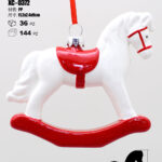 Pendente decorativo natalizio a forma cavalluccio bianco dimensioni 9cm