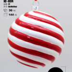 Pendente decorativo natalizio a forma di mongolfiera con strisce verticali rosse e bianche design spirale dimensioni 10cm