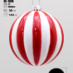 Pendente decorativo natalizio a forma di mongolfiera con strisce verticali rosse e bianche dimensioni 8cm