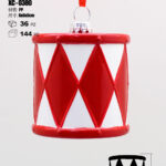 Pendente decorativo natalizio a forma di tamburo bianco e rosso dimensioni 6cm